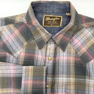Wrangler Retro‎ Men's Long Sleeve Multicolor Western Cowboy Rodeo XL Pearl Snap